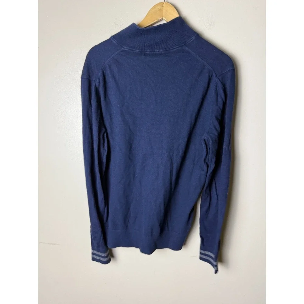 Banana Republic 1/4 Zip Mock Neck Sweater Cotton Cashmere Mens L Blue